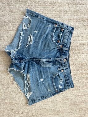 Levi's Light Blue Distressed Denim Cutoff Shorts